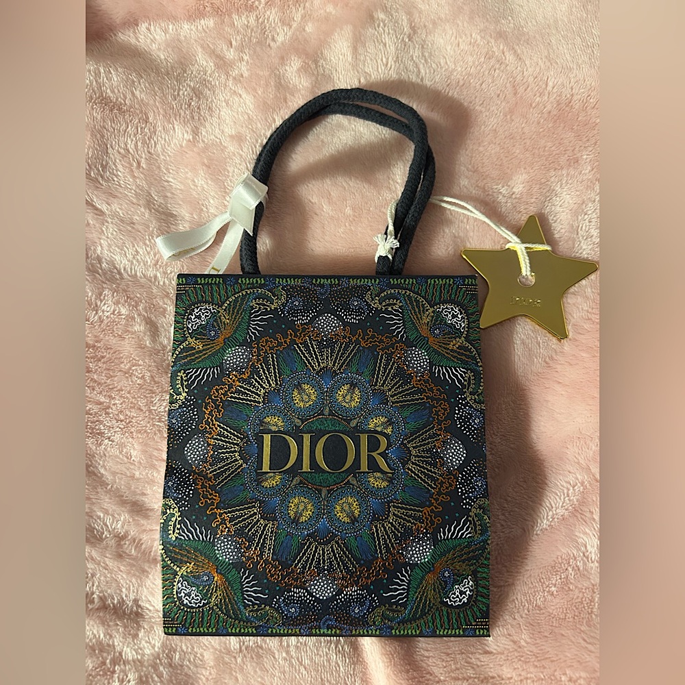 DIOR Holiday Paper Shopping Bag with Ribbon and Star Ornament